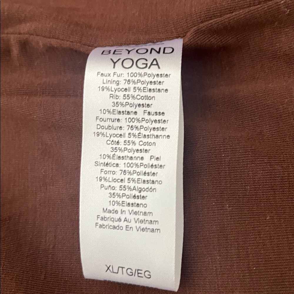 Beyond Yoga faux shearling hoodie jacket espresso size XL - Picture 10 of 10